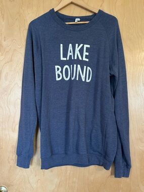 Lake Bound Navy Graphic Crewneck Top